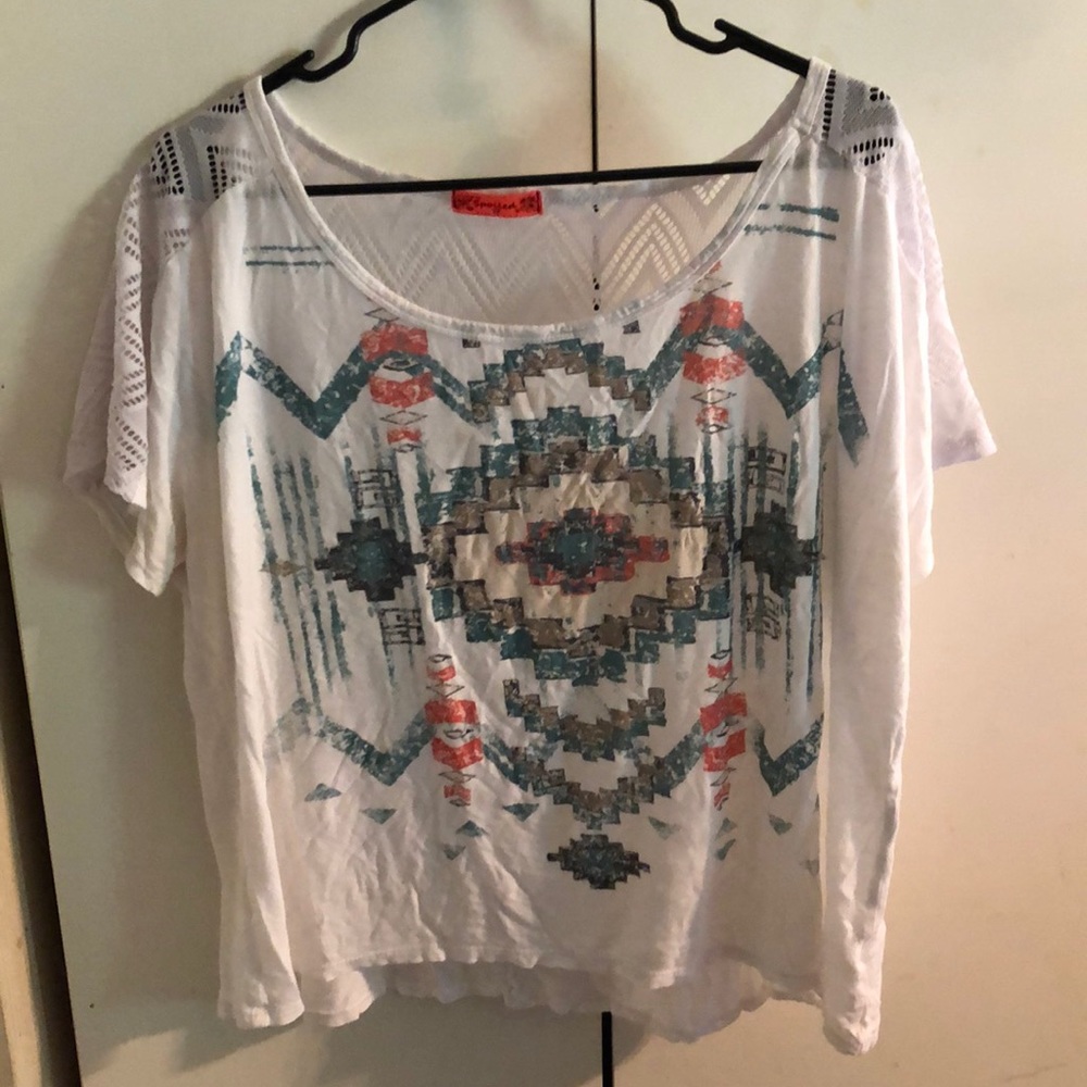 Spoiled white shirt with design
